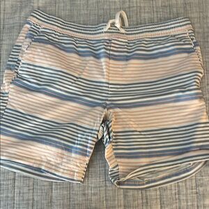 George Blue and Cream Flat Front Shorts